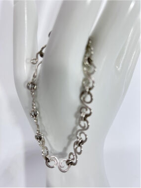 VTG Sterling Silver Scroll Link Chain Bracelet Hook Clasp Womens Fashion Jewelry